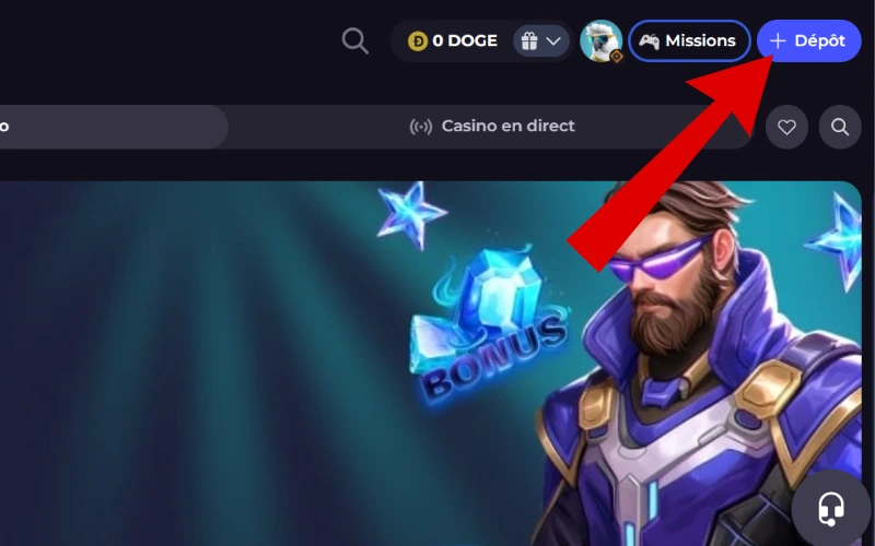 dépôt avec dogecoin étape 1