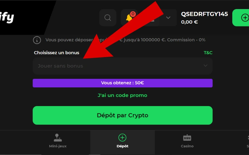 dépôt avec ethereum étape 5