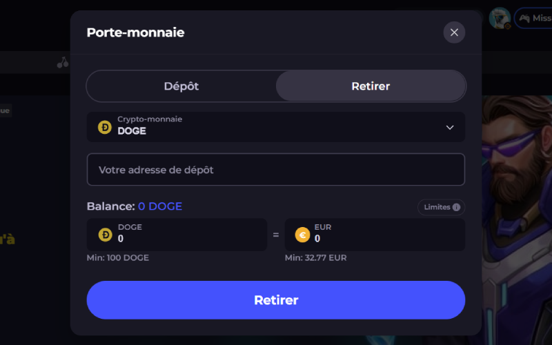 retrait avec dogecoin