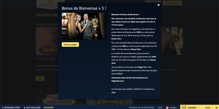 bonus de bienvenue viggoslots casino
