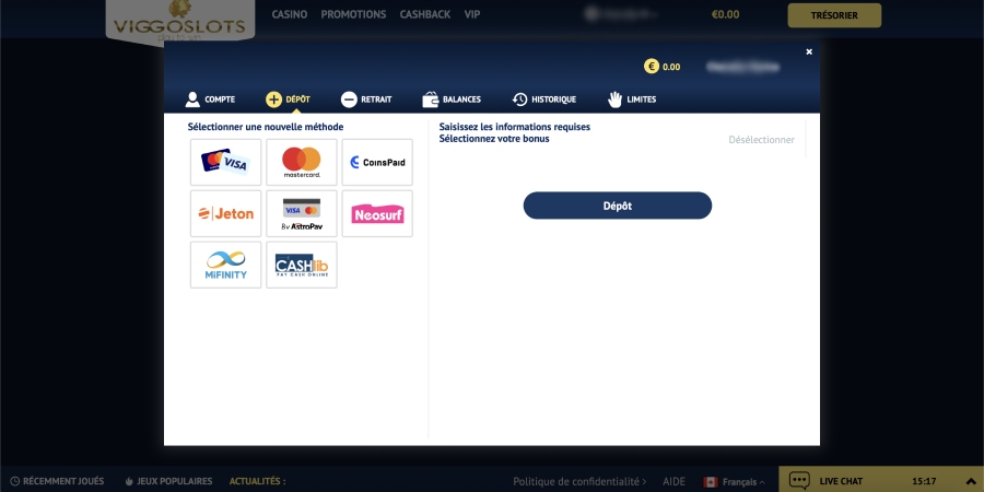 dépôt sur viggoslots casino