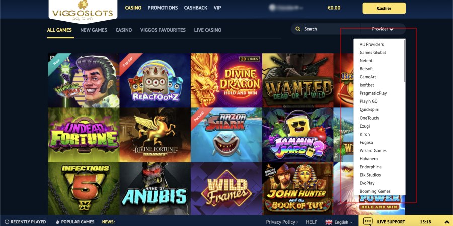 éditeurs de jeux sur Viggoslots Casino