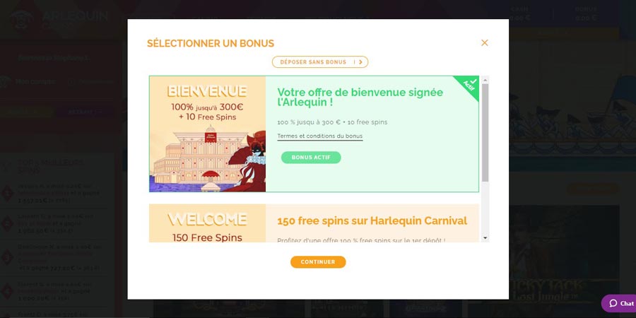inscription arlequin casino étape 5