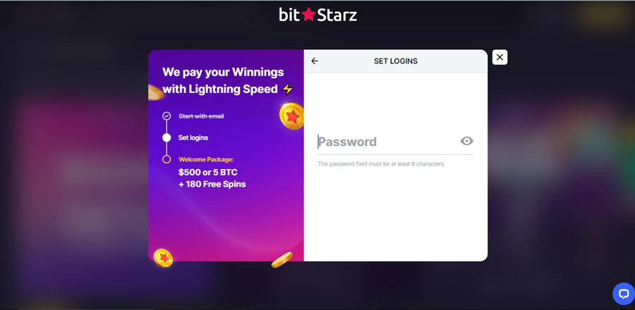 inscription sur bitstarz casino étape 4