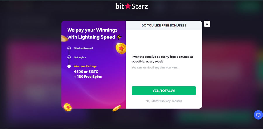 inscription sur bitstarz casino étape 6