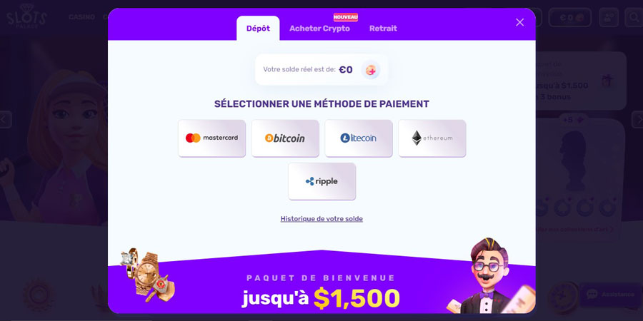 inscription étape 3 slots palace