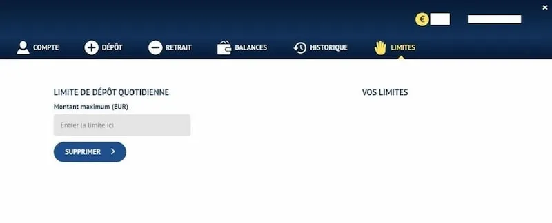 Outil de fixation des limites de dépôt Viggoslots