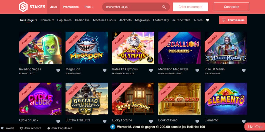 stakes casino dispose d'une ludothèque bien fournie