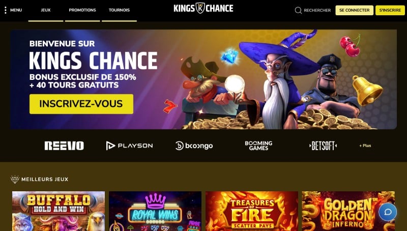 King Chance casino page d'accueil