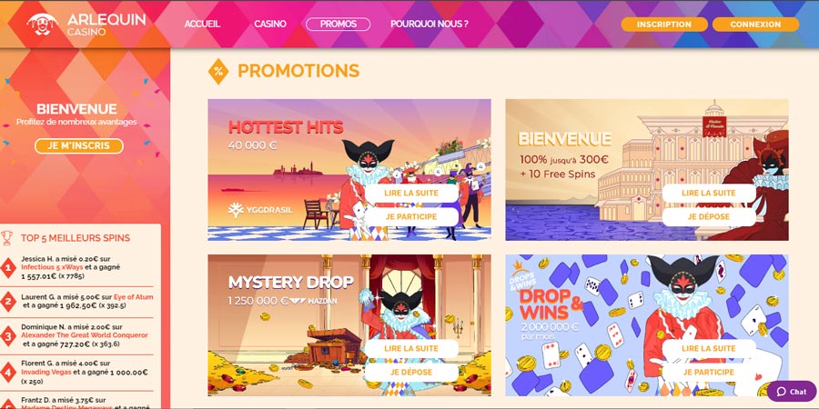 promotions arlequin casino