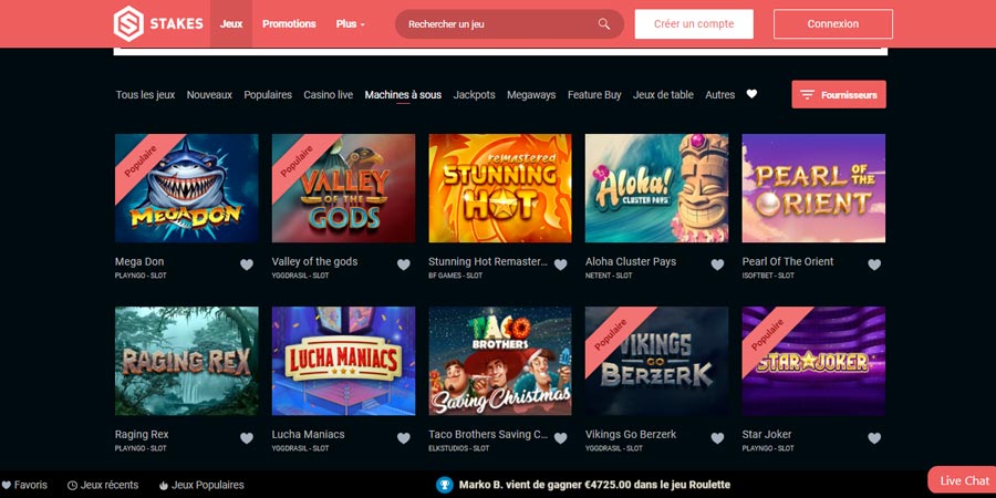 machines à sous stakes casino