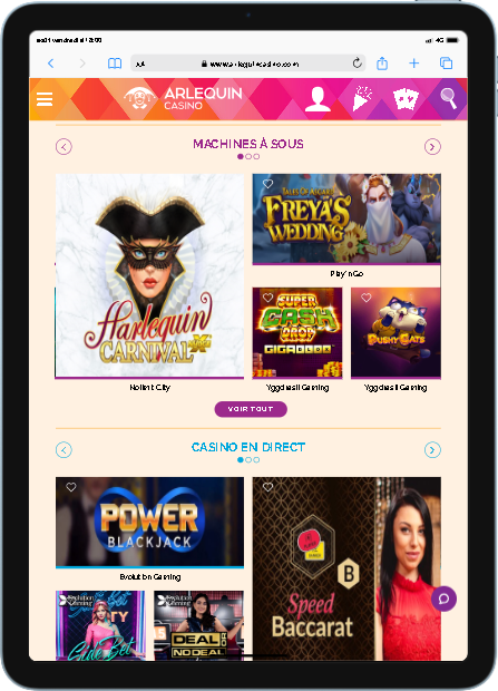 version mobile ipad arlequin casino