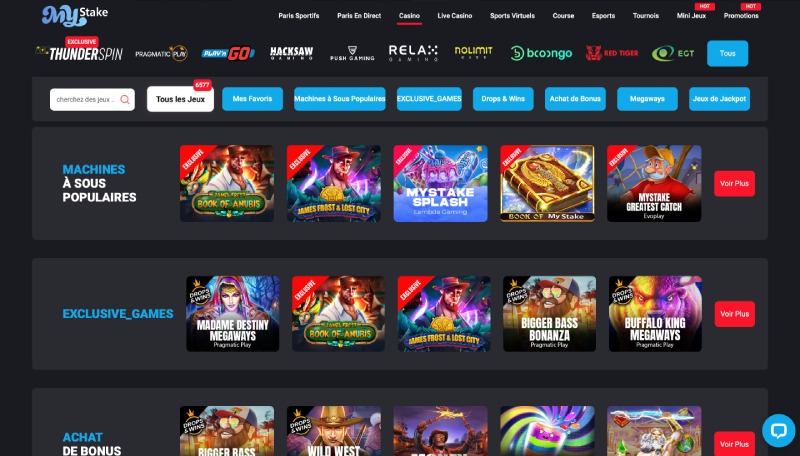 Ludothèque de Mystake Casino