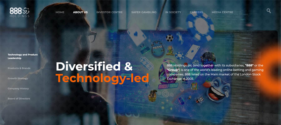 page d'accueil 888 Holdings