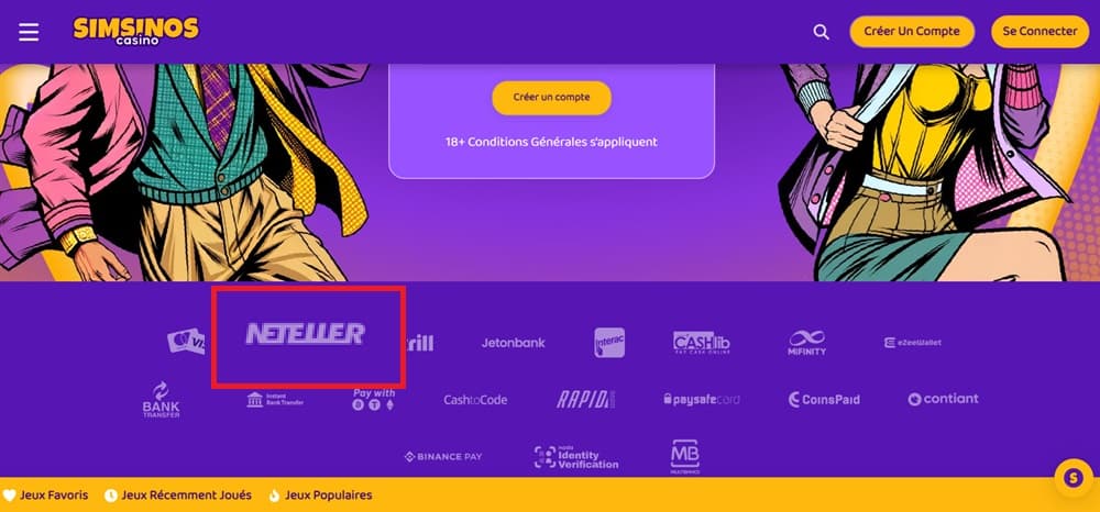 Dépôt sur Simsinos avec Neteller