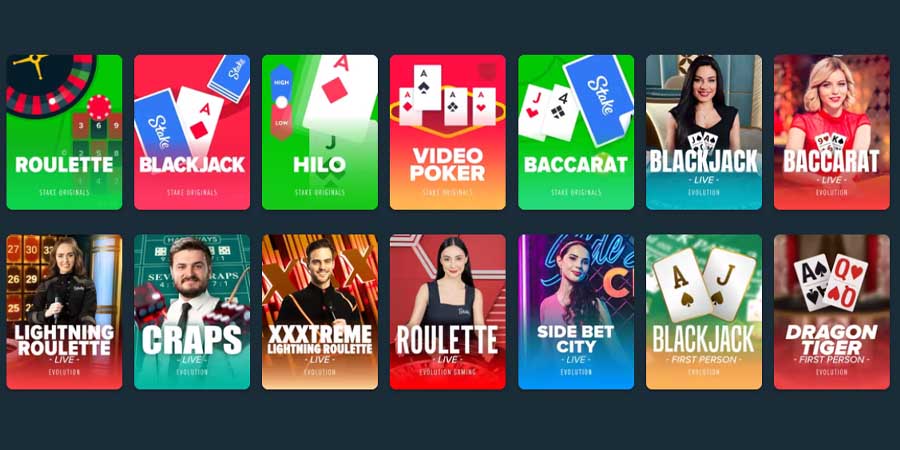 capture decran des jeux de table de stake casino