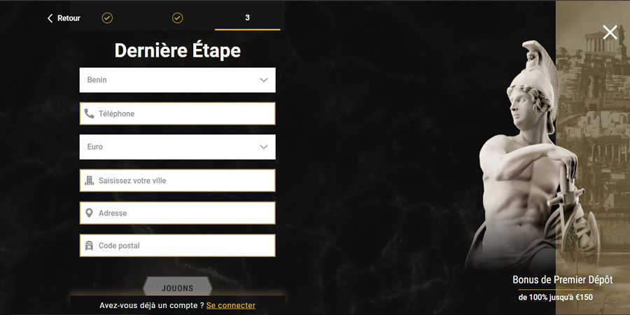 inscription sur casinoly étape 4