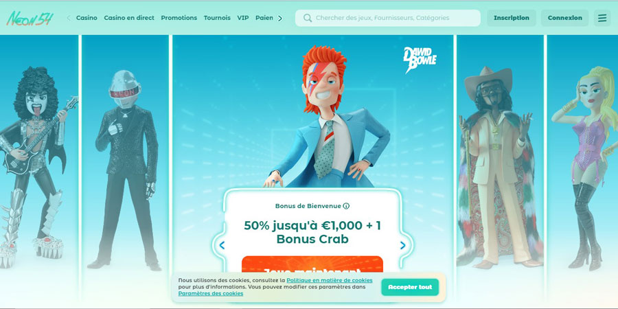 inscription sur le casino Neon54