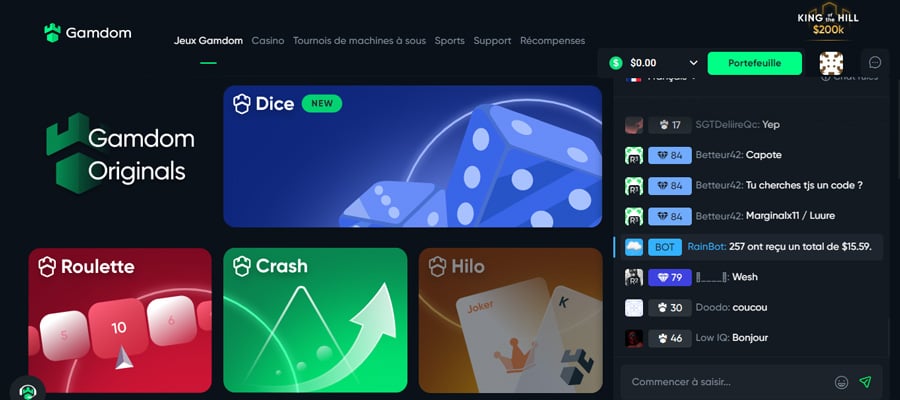 mini jeux gamdom casino