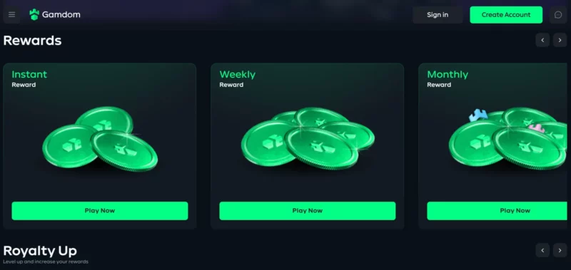 Rewards sur Gamdom Casino