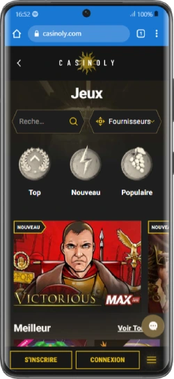 Version mobile Samsung Casinoly