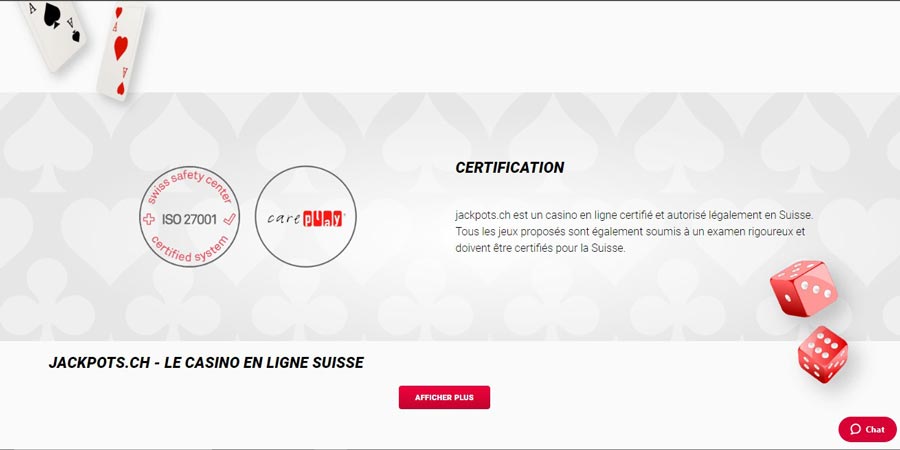 certification jackpots ch