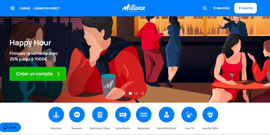 Page d'accueil Millionz Casino