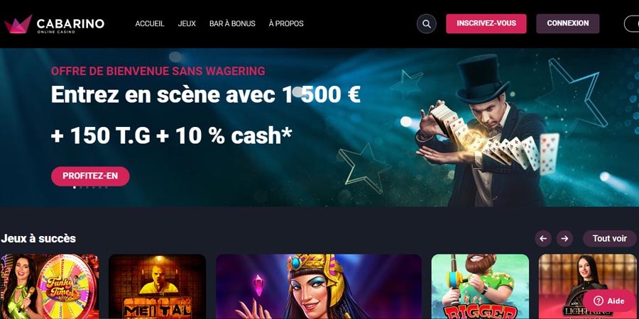 page d'accueil cabarino casino