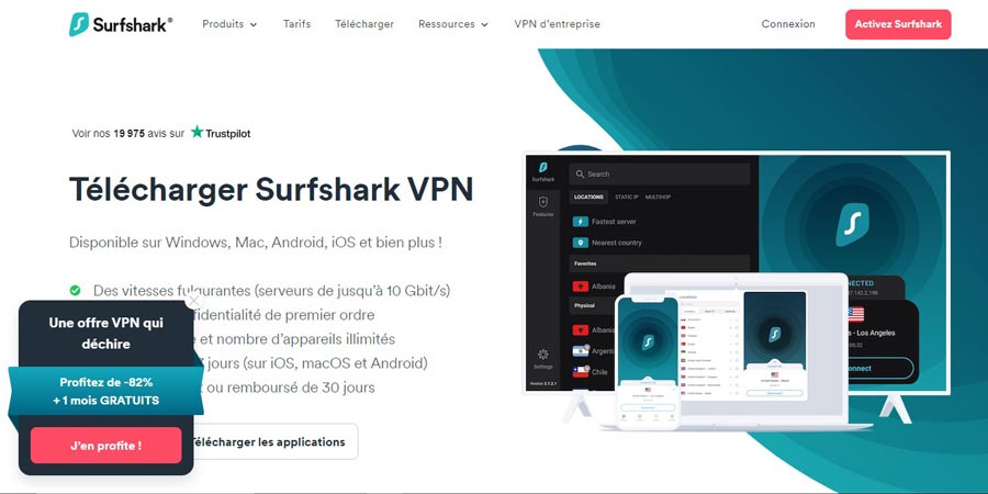 surfshark un des fournisseurs de VPN qui une offre aussi solide que complète