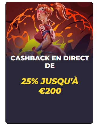 capture d'écran bonus cashback en direct powbet casino