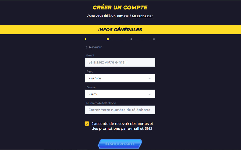 inscription étape 4 powbet