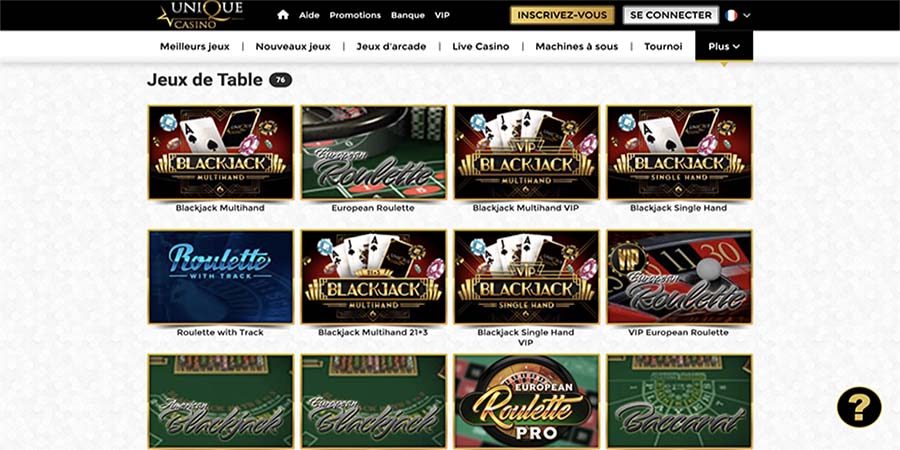 unique casino le jeux de table
