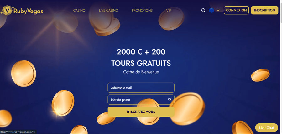 capture decran bonus bienvenue ruby vegas casino