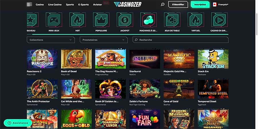 jeux de machines à sous sur Casinozer