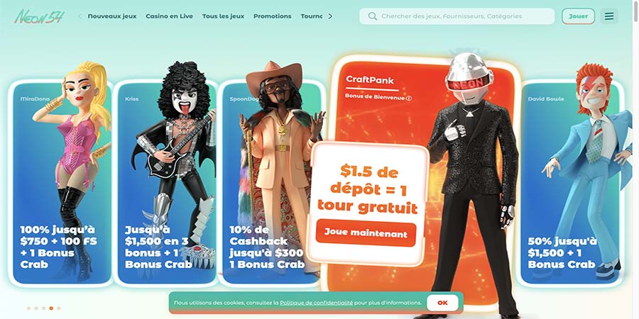 bonus sur dépôt neon54