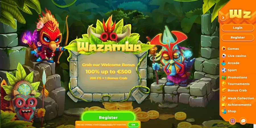 rendez-vous sur la page d'accueil de wazamba