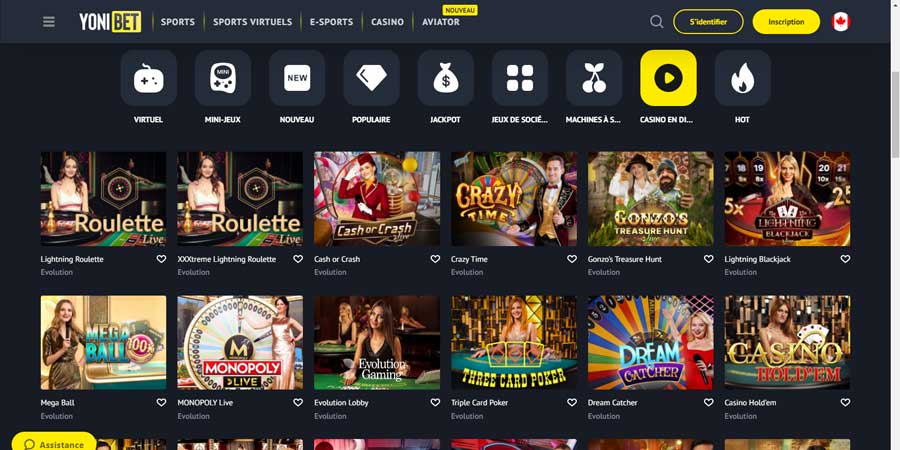 découvrez les nombreux jeux proposés par yonibet casino