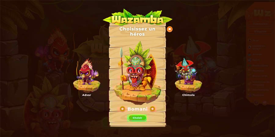 choisissez votre personnage wazamba