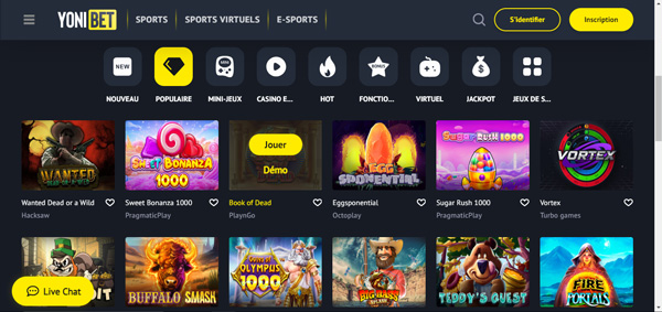 yonibet casino les jeux de machine à sous