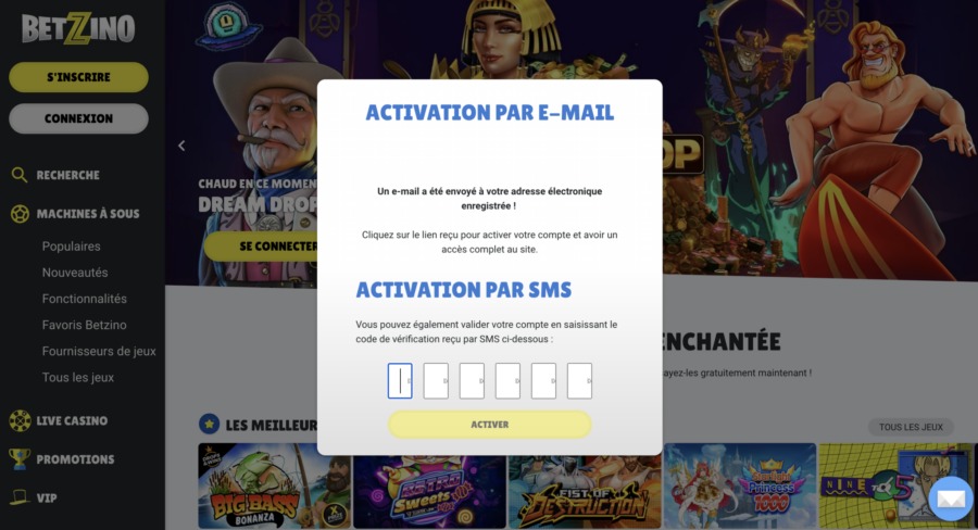 activer votre compte betzino