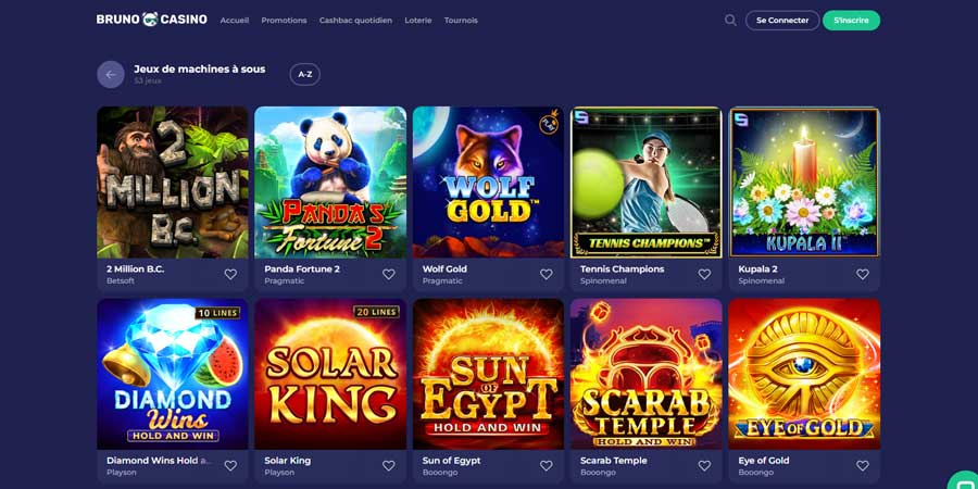 une large sélection de machines à sous bruno casino
