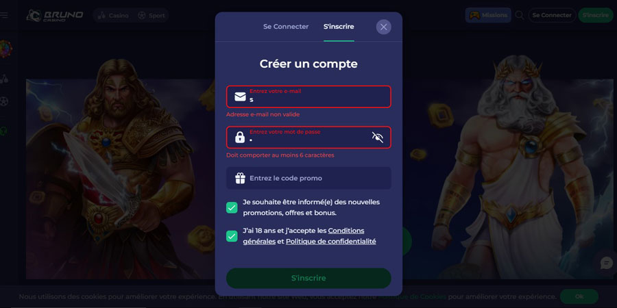 inscription étape 2