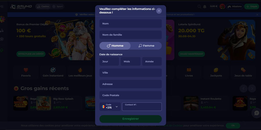 inscription étape 3