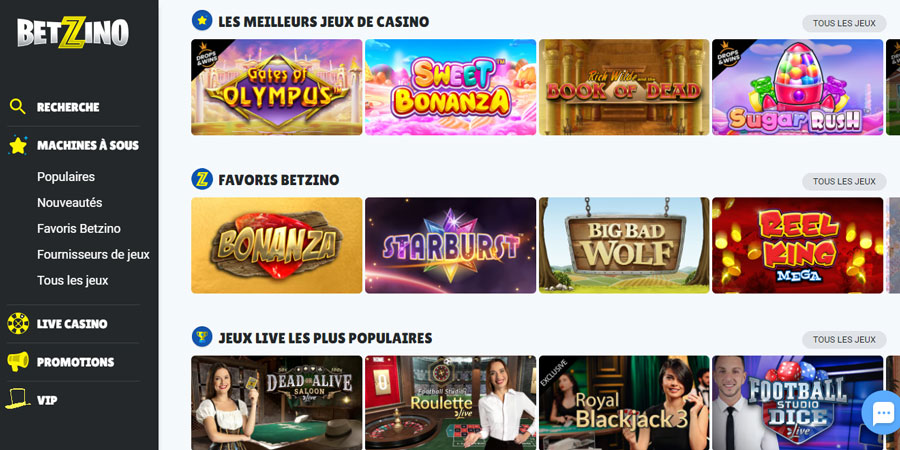betzino casino dispose d'une ludothèque très qualitative et diversifiée