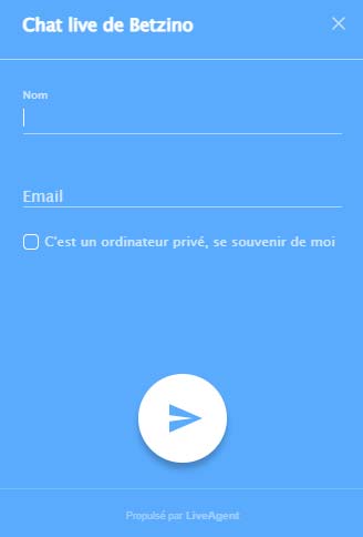capture d'écran live chat betzino
