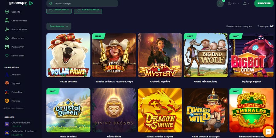 une plateforme décevante malgré les apparences greenspin casino