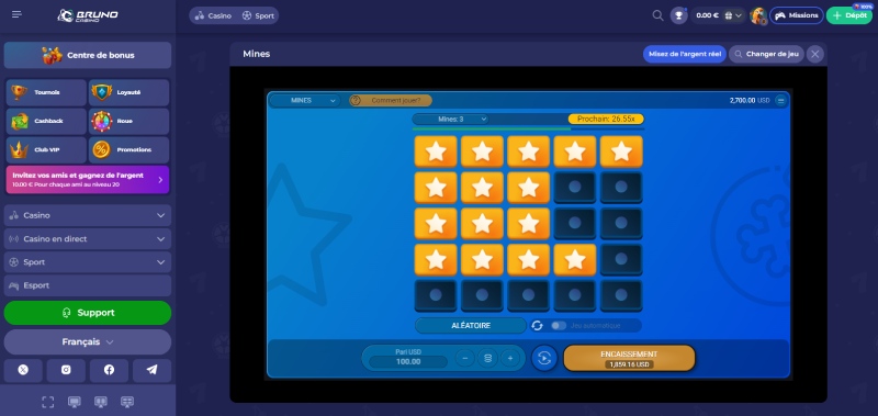 retrouvez de célèbres mini jeux come le jeu de mines sur bruno casino