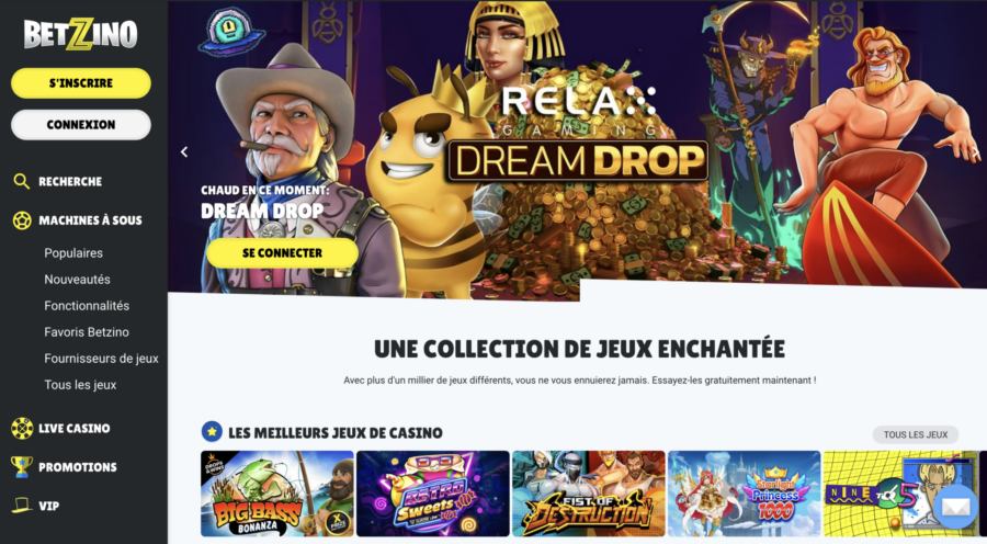 cliquez sur s’inscrire betzino