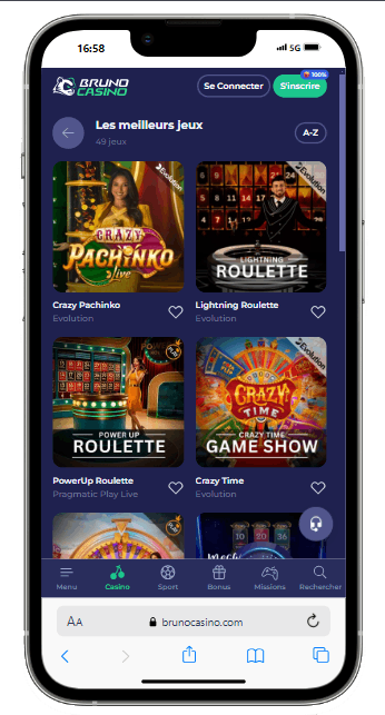 version mobile iphone pro max bruno casino