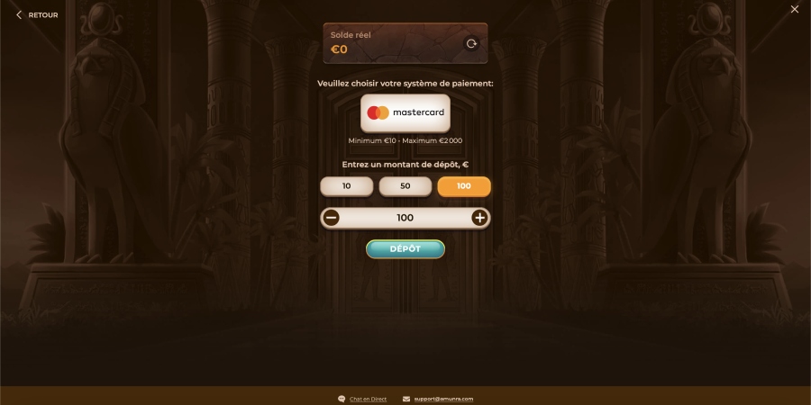 dépôt sur amunra casino